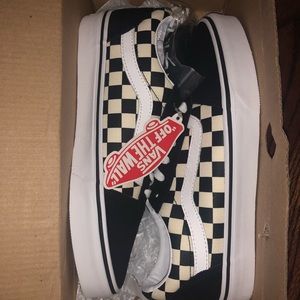 Black and white checkerboard vans
